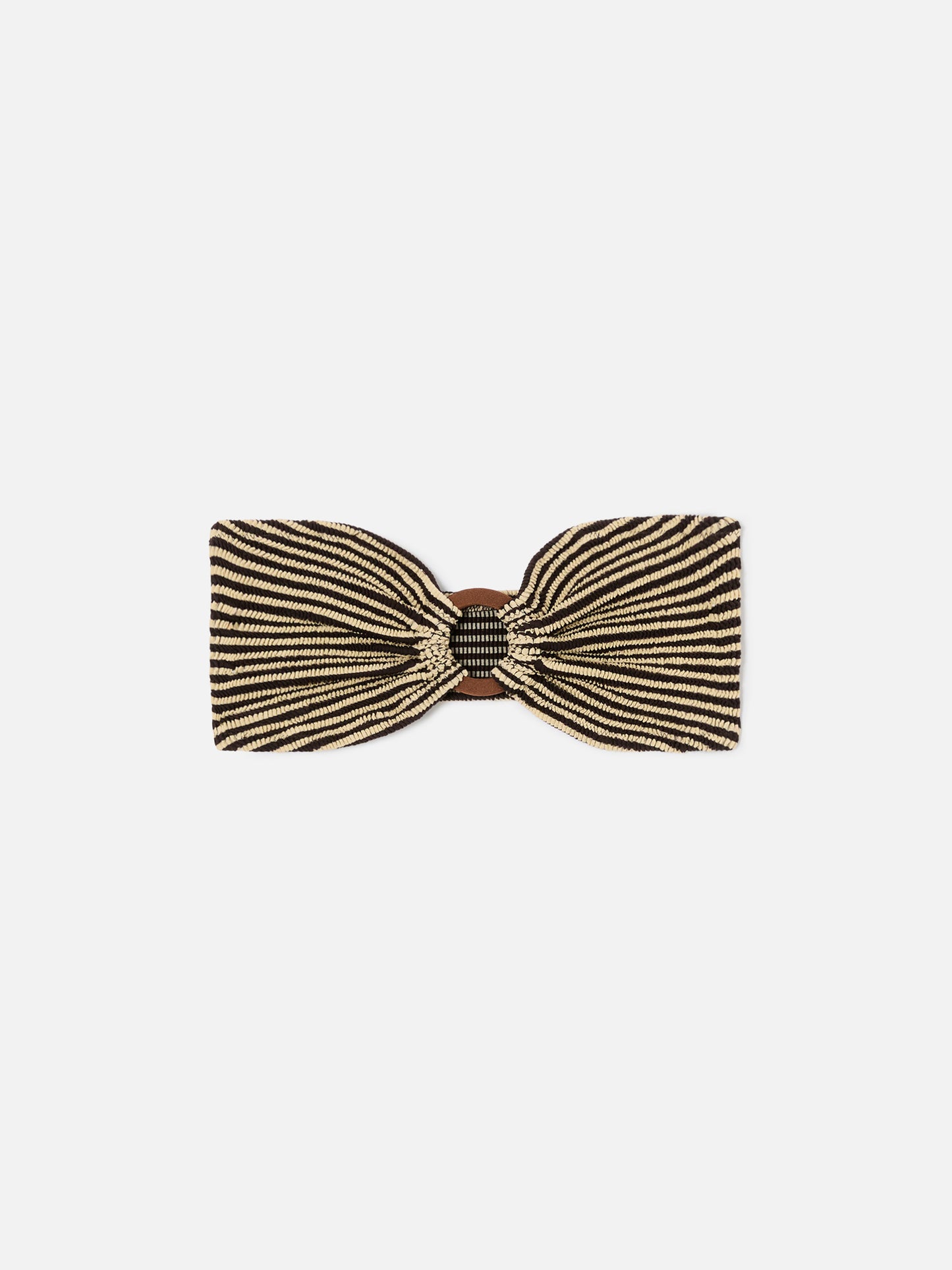 Yulia bandeau bikini top in striped crinkle fabric