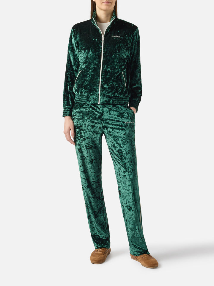 Woman green chenille jogger pants Yvonne