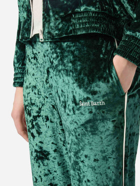 Pantaloni Yvonne in ciniglia verde