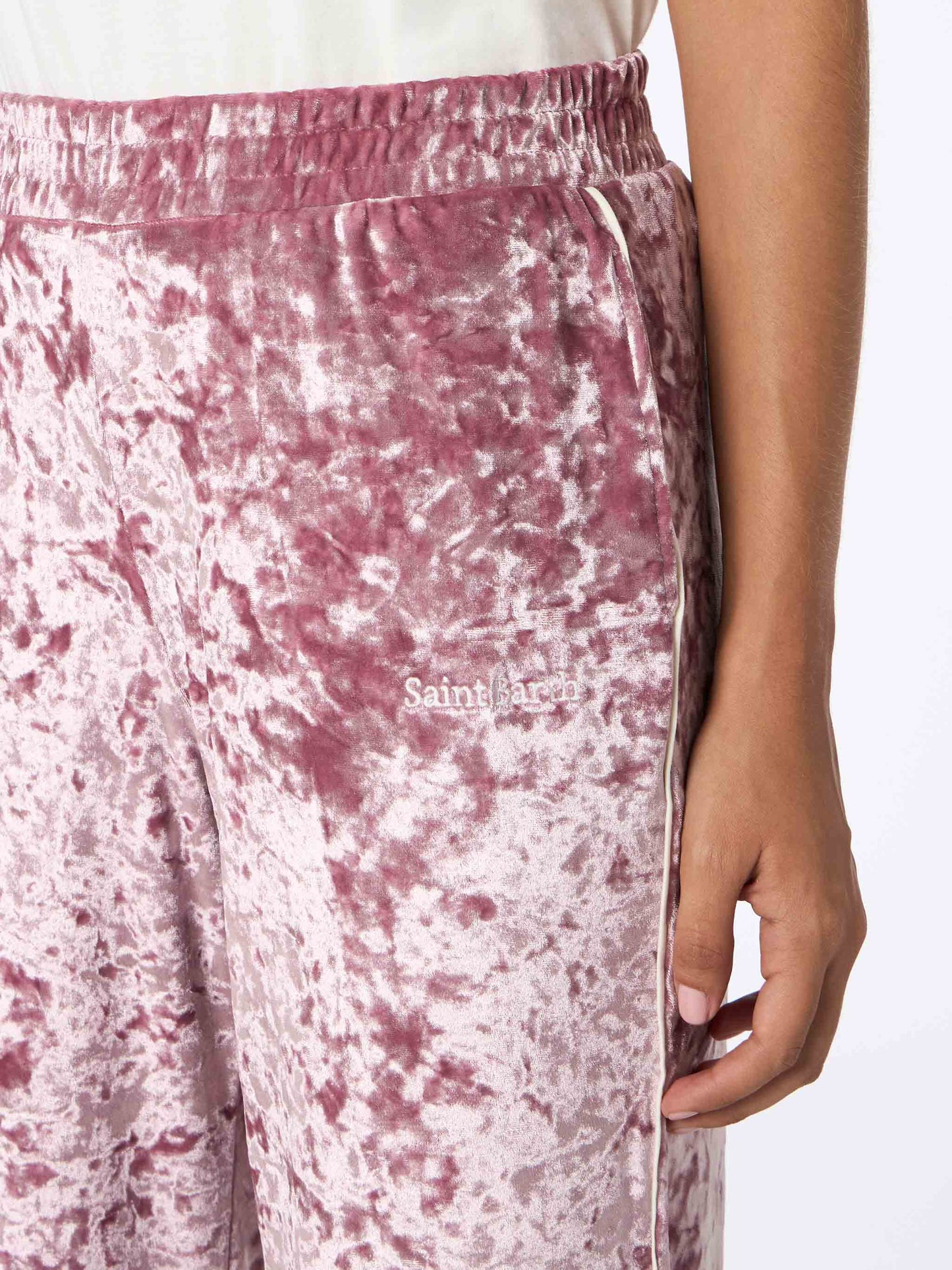 Woman pink chenille jogger pants Yvonne - MC2 Saint Barth