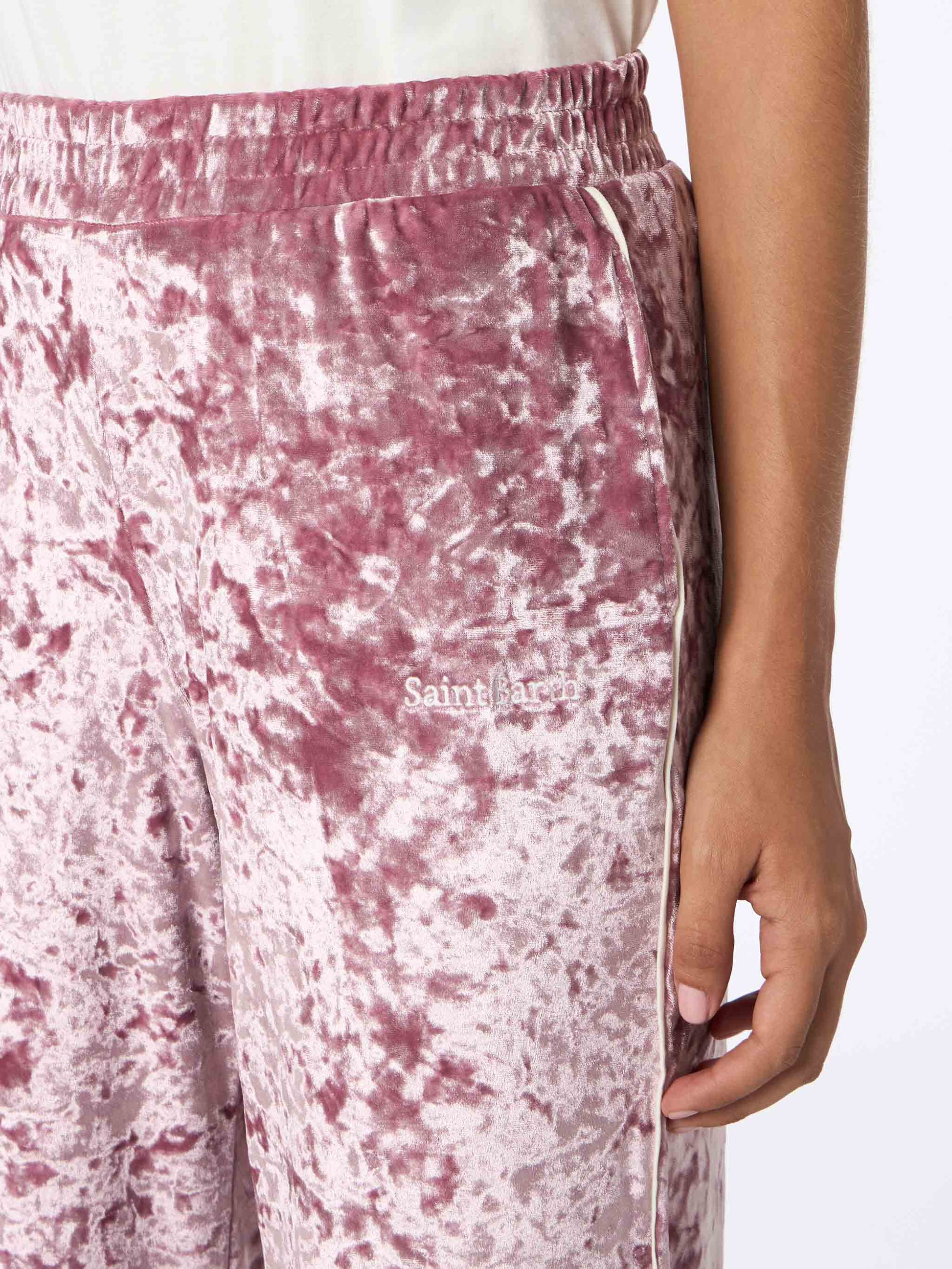 Woman pink chenille jogger pants Yvonne - MC2 Saint Barth