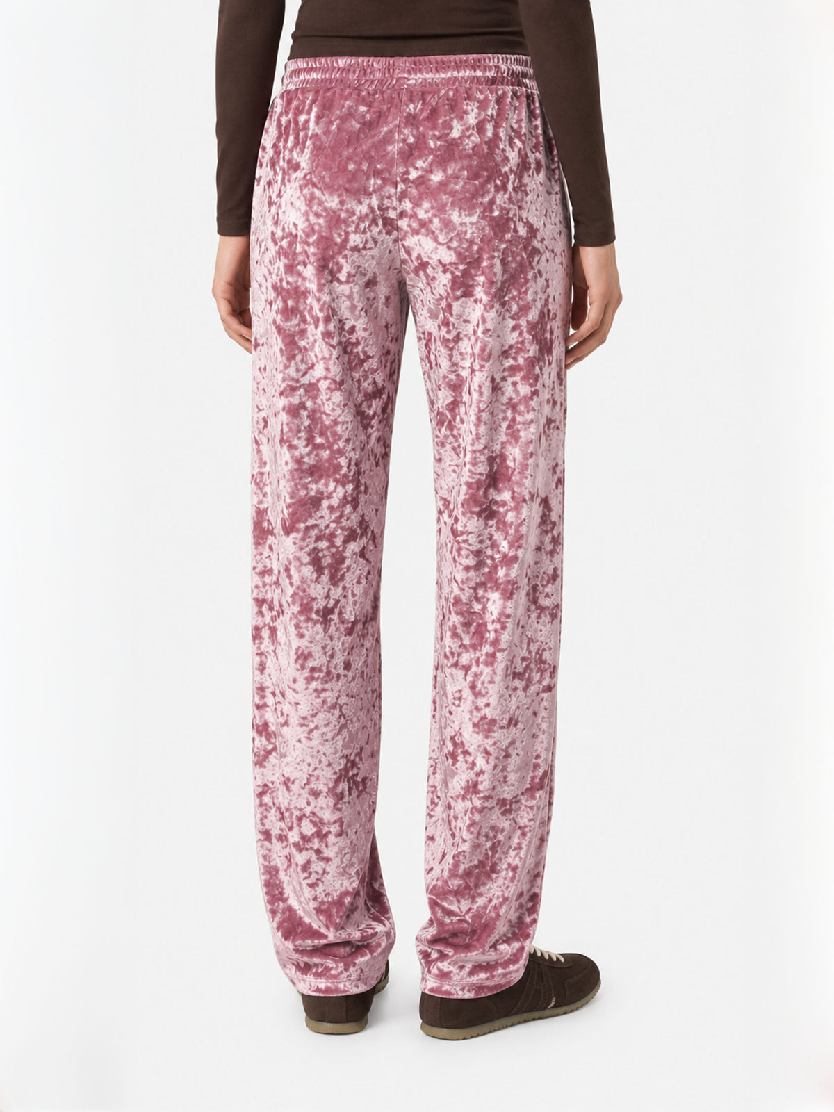 Pantaloni Yvonne in ciniglia rosa