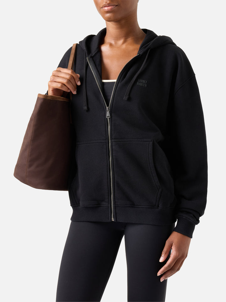 Sudadera con cremallera Black Zadie con parche con logo 