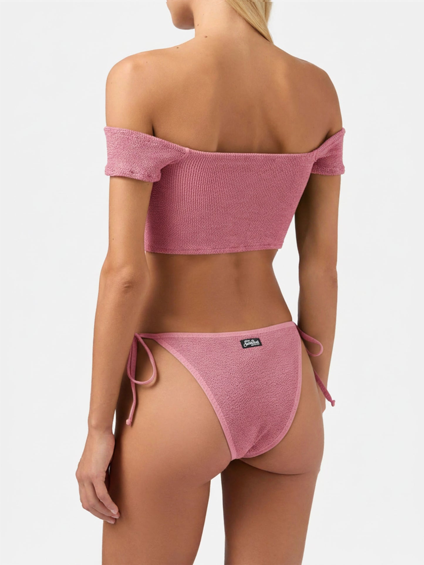 Bikini Zena Marielle con spallina larga in crinkle rosa