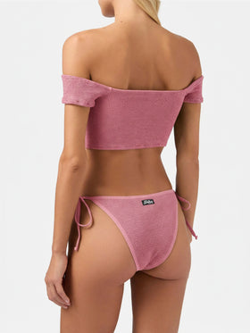 Bikini Zena Marielle con spallina larga in crinkle rosa