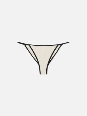 Zephire String brazilian bikini bottoms in cream with contrasting trim