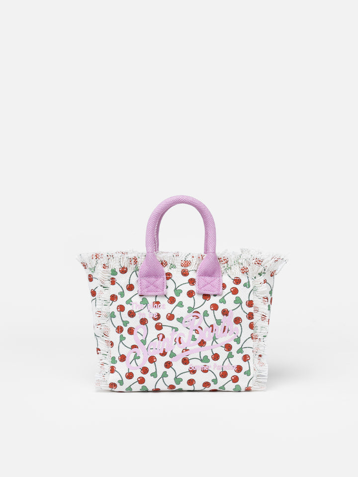 Borsa Mini Vanity in tela di cotone color ciliegia