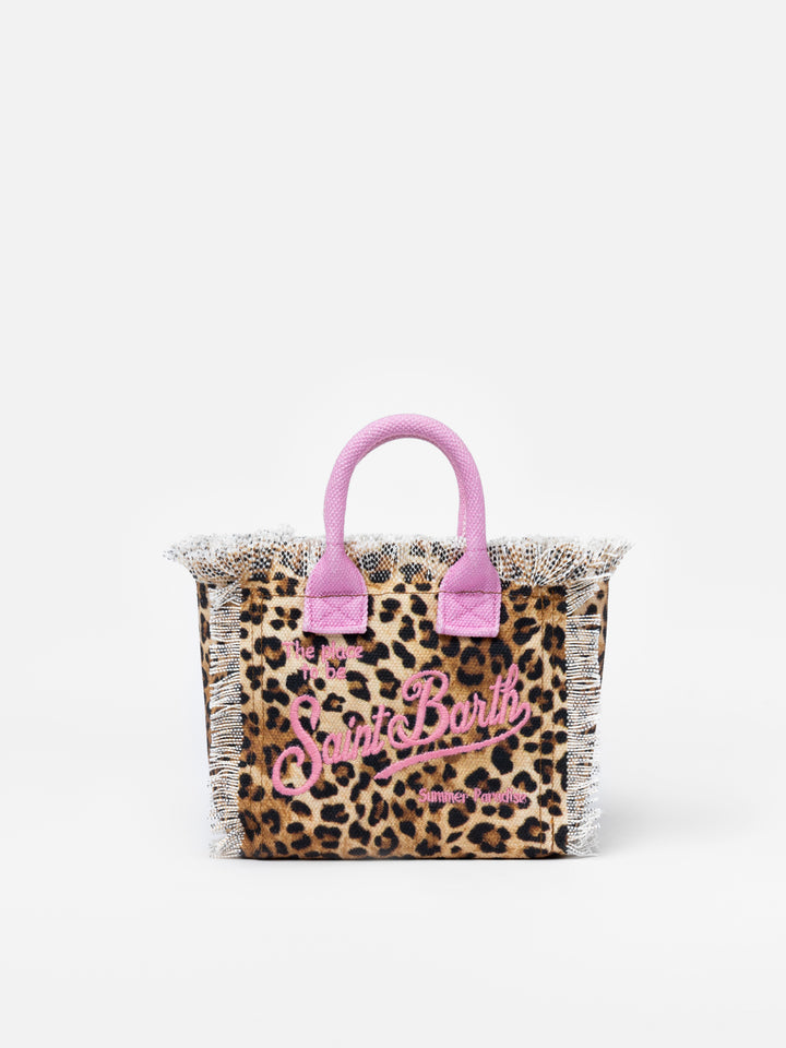 Borsa Mini Vanity in tela di cotone animalier