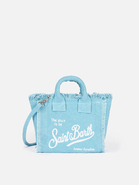 Hellblaue Mini-Kosmetiktasche aus Baumwollcanvas