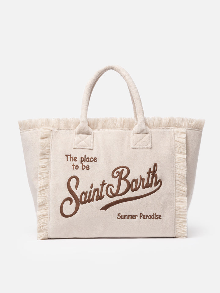 Beige terry Vanity Sponge tote bag