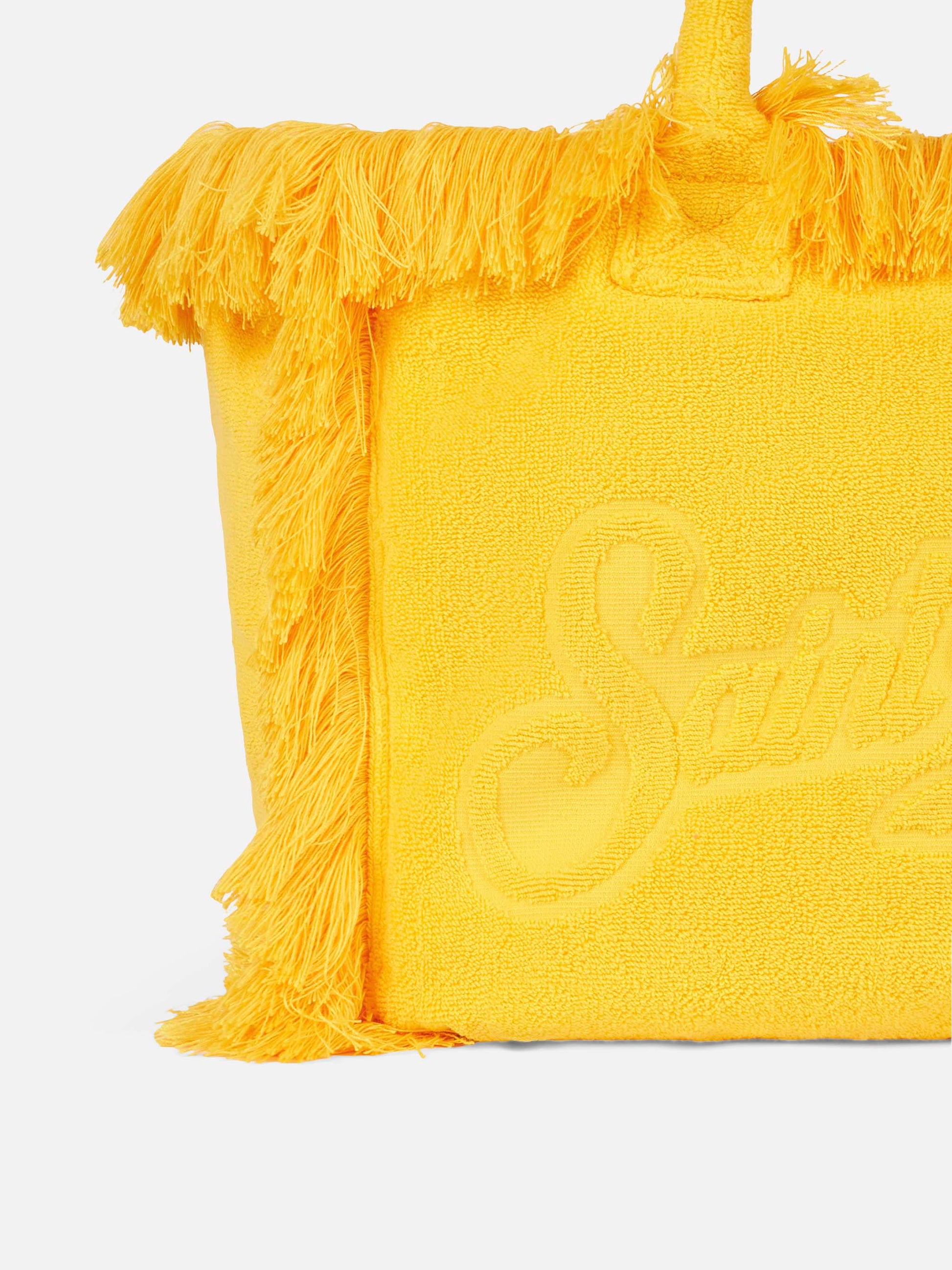 Vanity yellow terry shoulder bag with embossed logo - MC2 Saint Barth