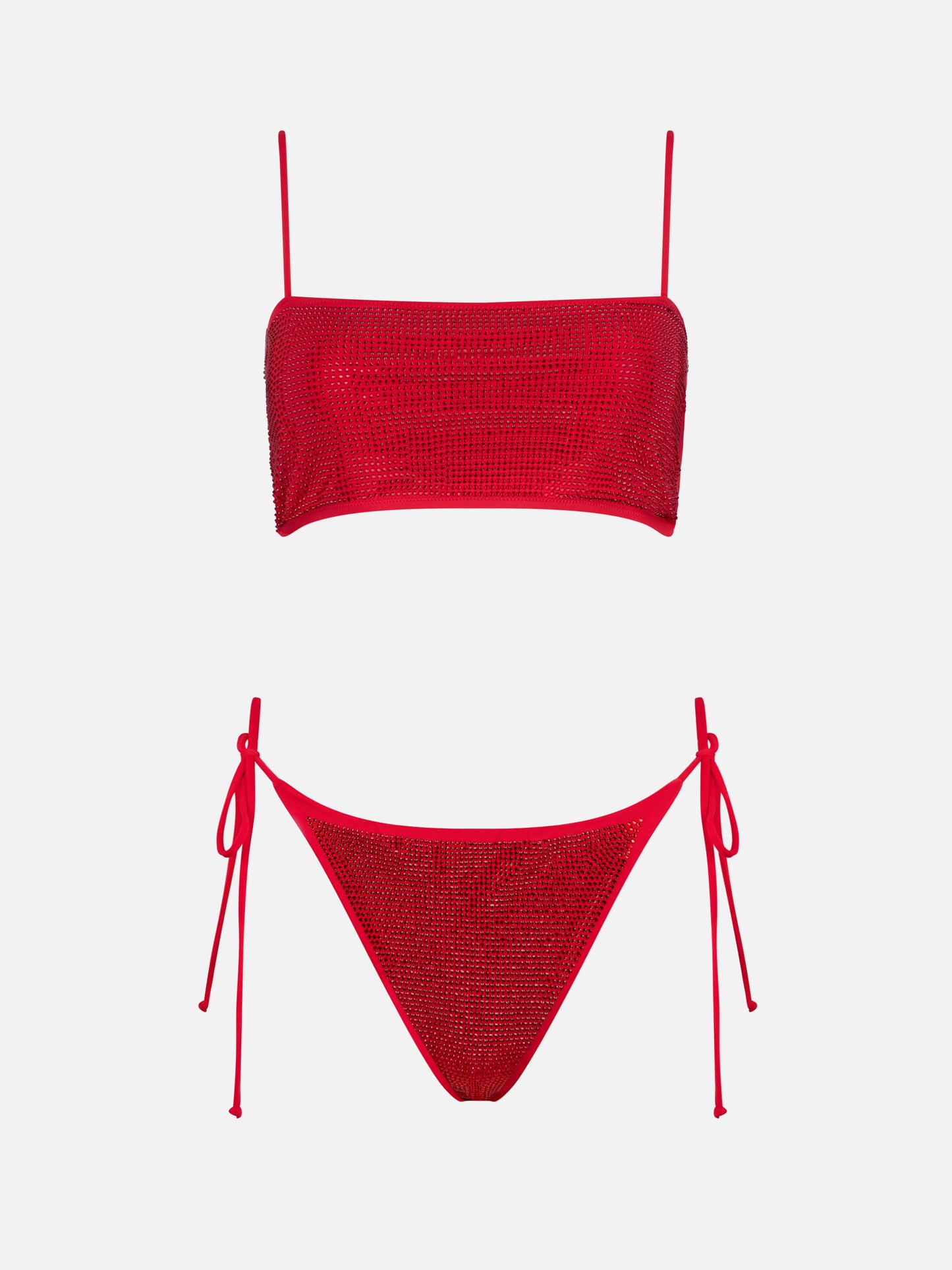 Bikini bandeau rojo Athena Virgo con pedrería 