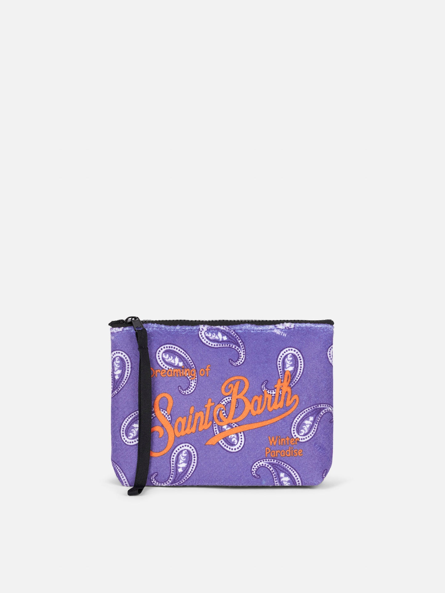 Aline pochette with purple paisley print