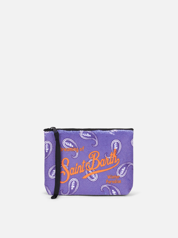 Aline pochette with purple paisley print