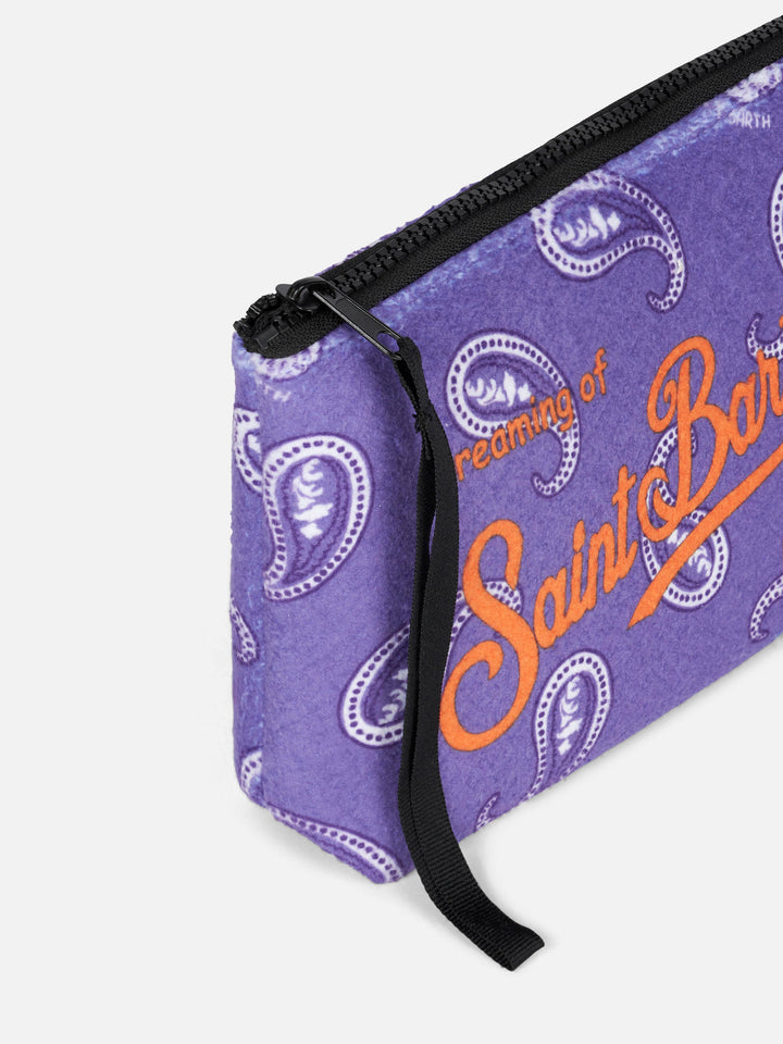 Aline pochette with purple paisley print