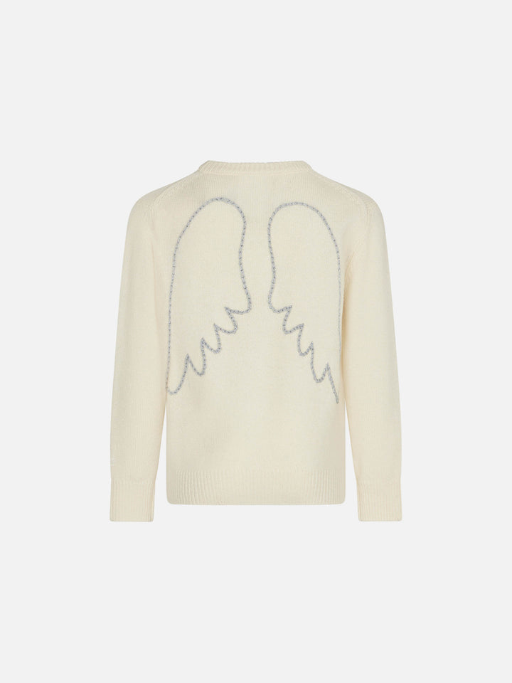 Girl white sweater angel wings embroidery - MC2 Saint Barth