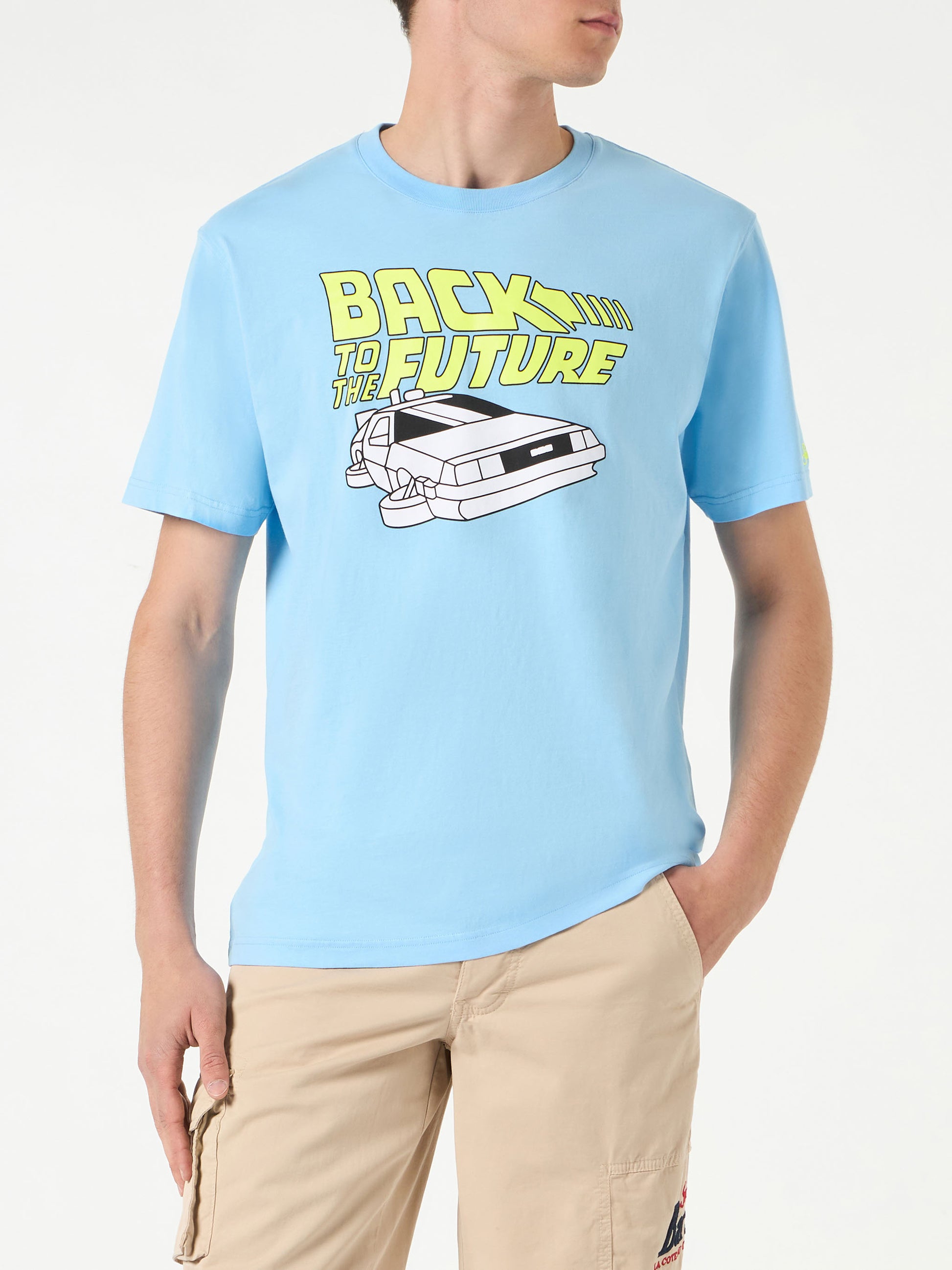 Man cotton t-shirt with Back to the Future car print | BACK TO THE FUTURE SPECIAL EDITION - MC2 Saint Barth