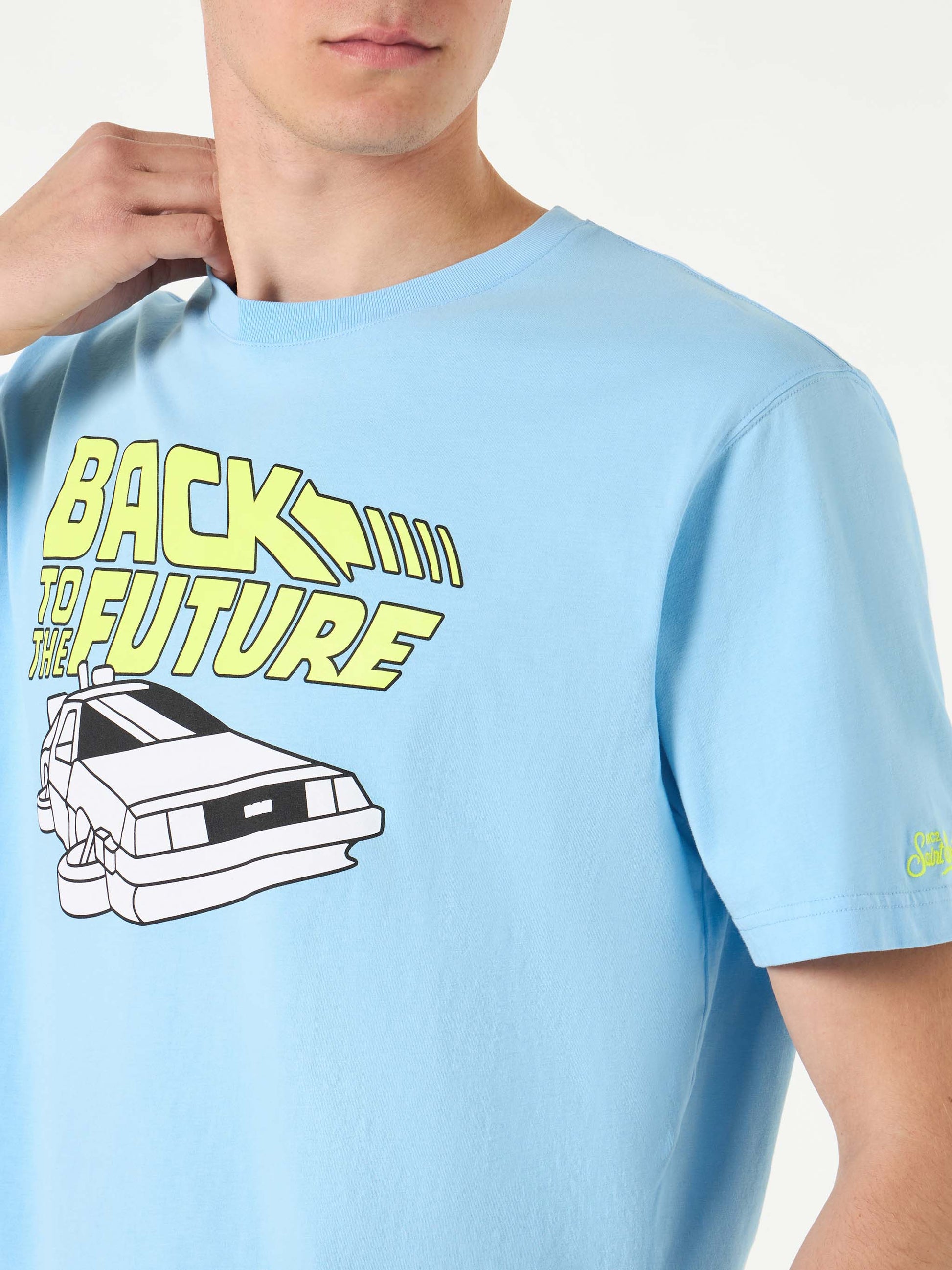 Man cotton t-shirt with Back to the Future car print | BACK TO THE FUTURE SPECIAL EDITION - MC2 Saint Barth