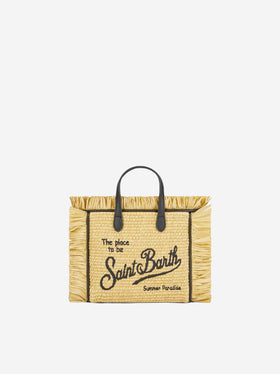 Mini Vanity straw bag with embroidery