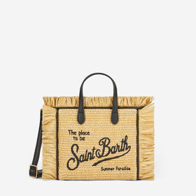 Mini Vanity straw bag with embroidery