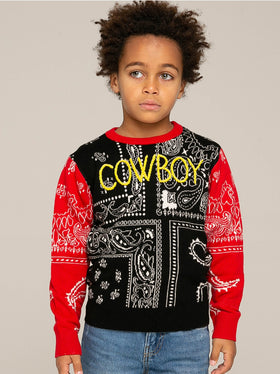 Boy bandanna sweater with Cowboy embroidery - MC2 Saint Barth
