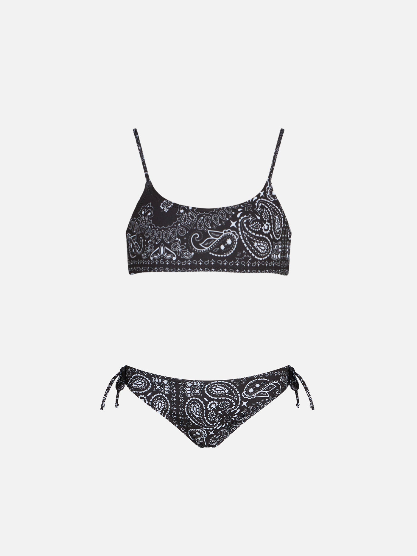 Girl black bralette bikini with bandanna print - MC2 Saint Barth