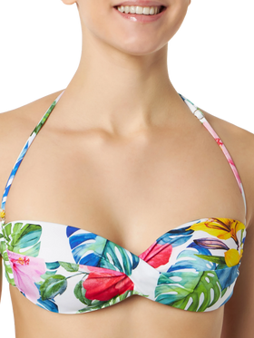 Woman bandeau bikini with tropical print - MC2 Saint Barth