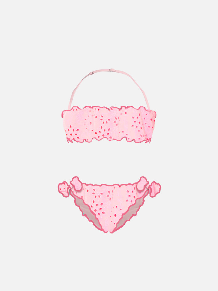 Girl pink sangallo bandeau bikini - MC2 Saint Barth