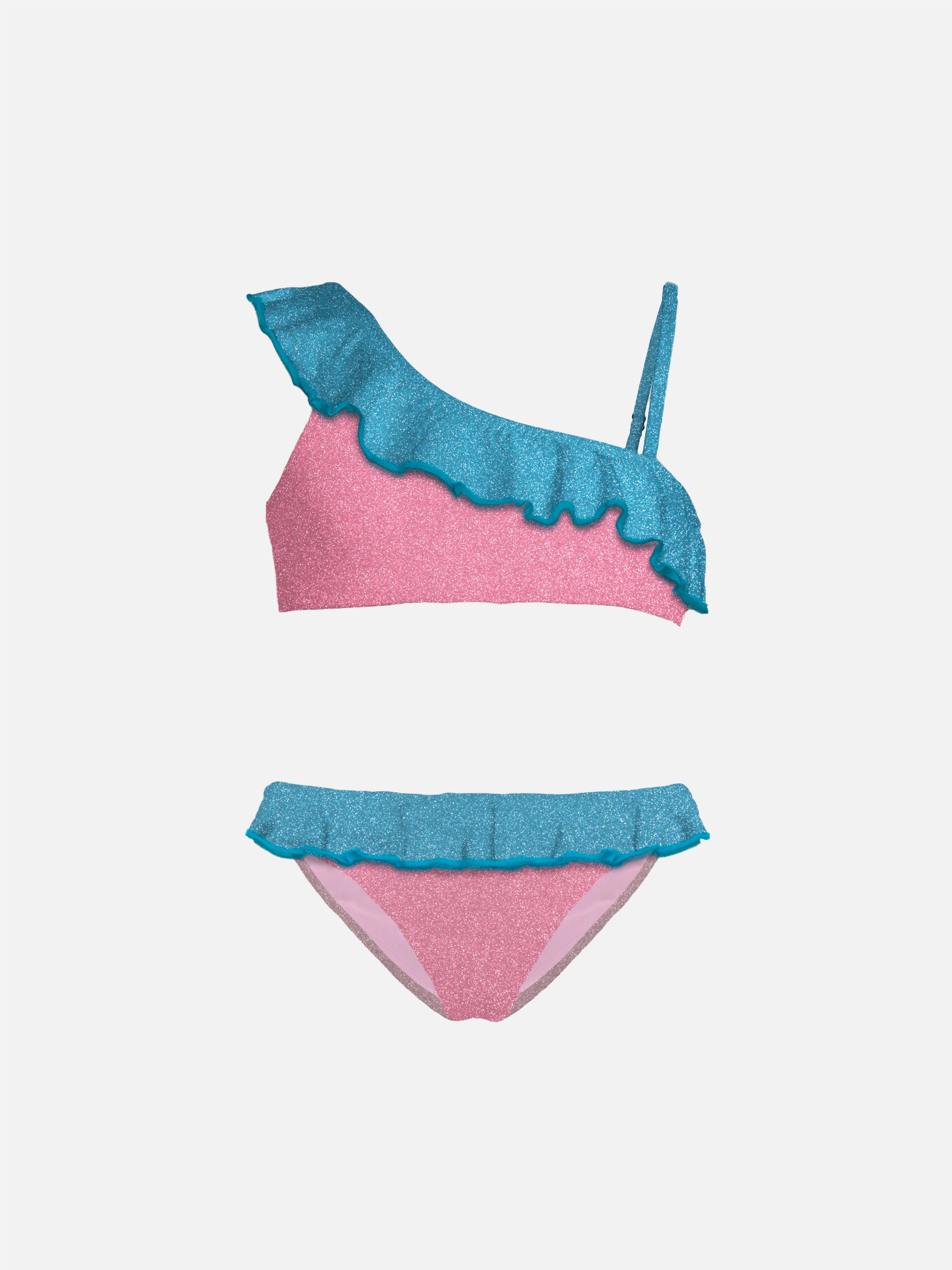Girl ruffled one shoulder lurex bikini - MC2 Saint Barth