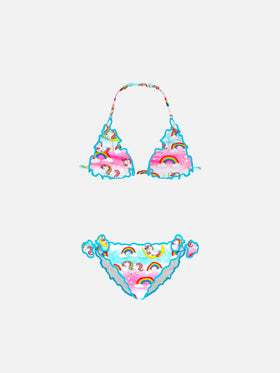 Girl triangle bikini with unicorn print - MC2 Saint Barth
