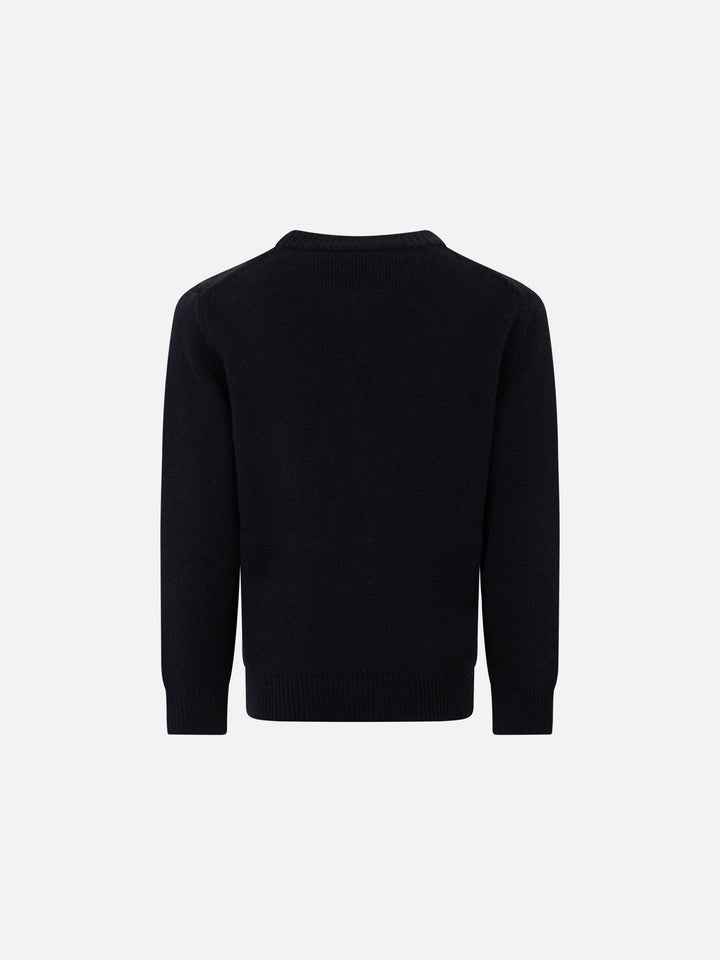 Blue navy Snoopy Winter mood sweater for boy - Special edition - MC2 Saint Barth