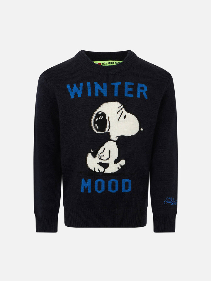 Blue navy Snoopy Winter mood sweater for boy - Special edition - MC2 Saint Barth
