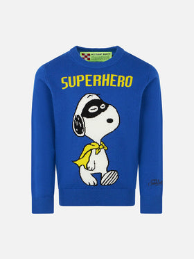 Boy blue sweater Snoopy Superhero print | SNOOPY - PEANUTS™ SPECIAL EDITION - MC2 Saint Barth