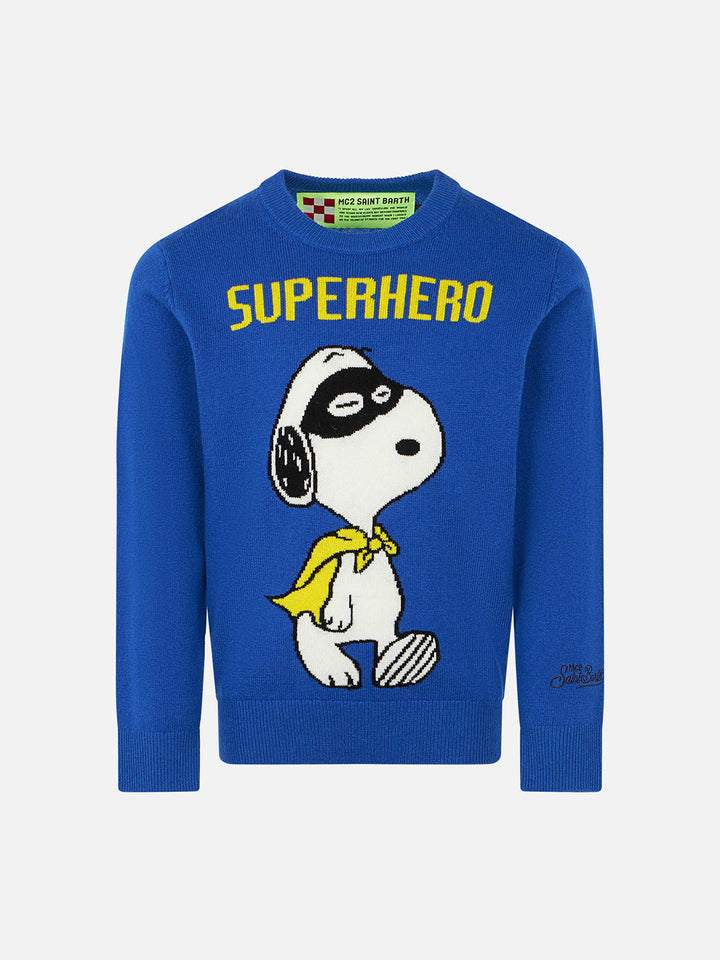 Boy blue sweater Snoopy Superhero print | SNOOPY - PEANUTS™ SPECIAL EDITION - MC2 Saint Barth