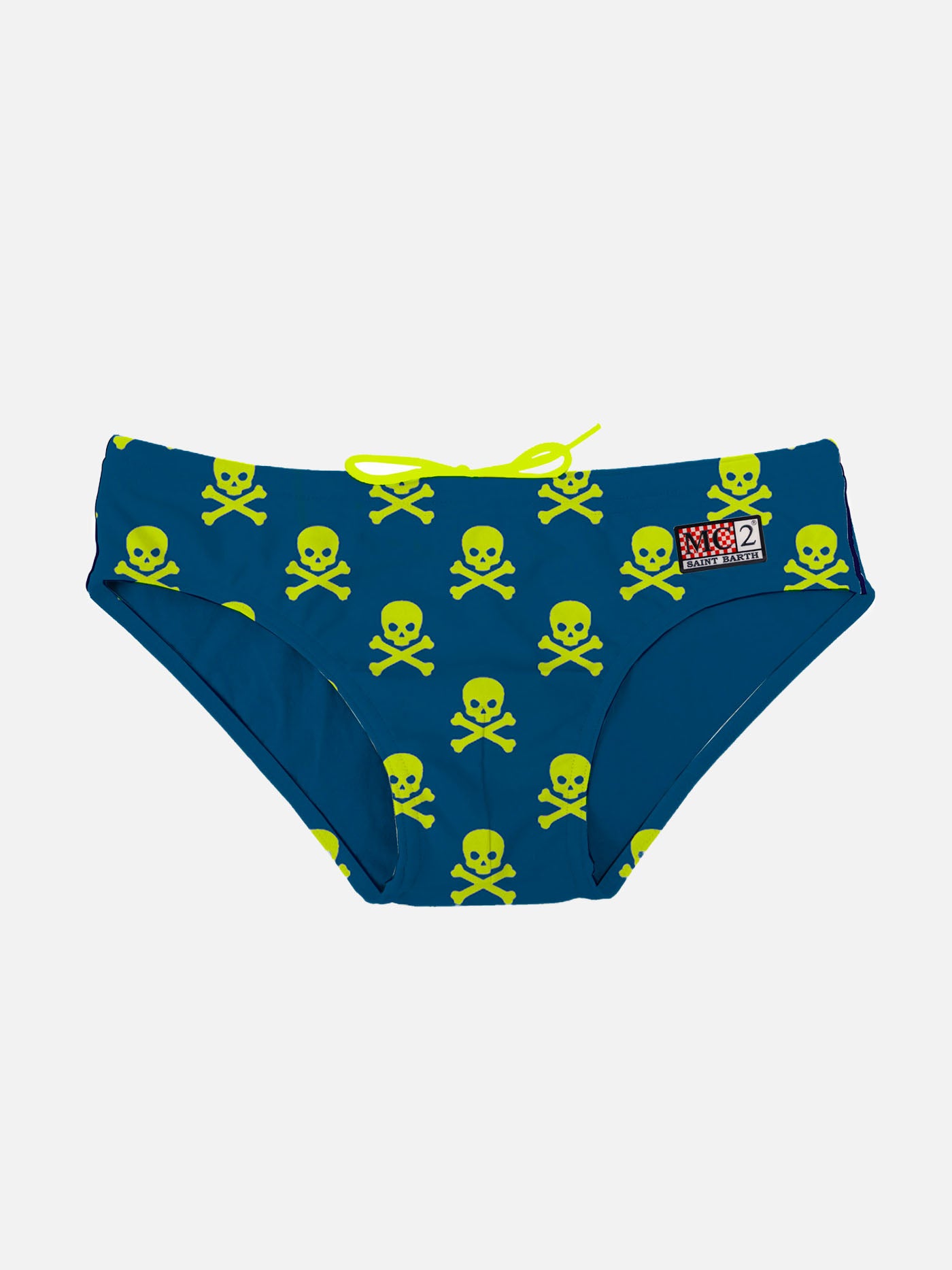 Yellow Fluo Skulls Boy Swim Briefs - MC2 Saint Barth