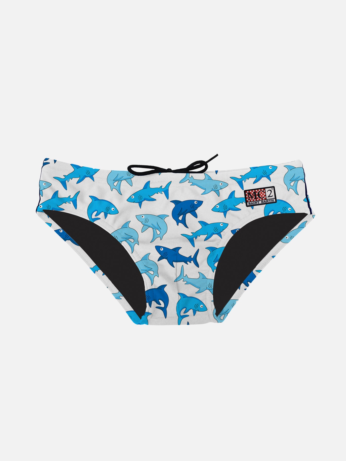 Boy swim briefs with light blue sharks print - MC2 Saint Barth
