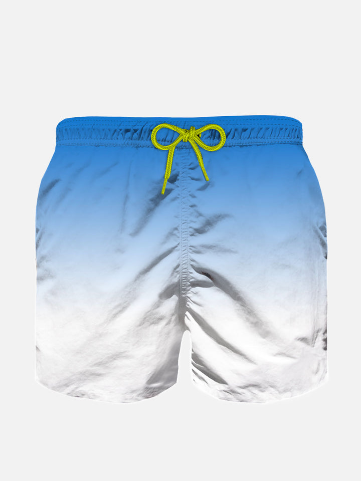 Boy swim shorts with bluette and white gradient print - MC2 Saint Barth