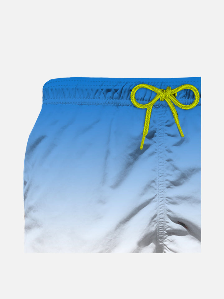 Boy swim shorts with bluette and white gradient print - MC2 Saint Barth