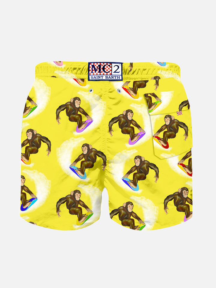 Boy classic swim shorts with monkey print - MC2 Saint Barth