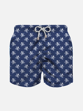 Boy swim shorts with Pirate Skulls print - MC2 Saint Barth
