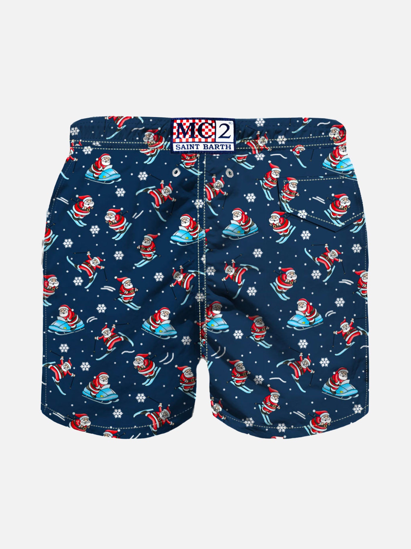 Boy light fabric swim shorts with Santa Claus print - MC2 Saint Barth