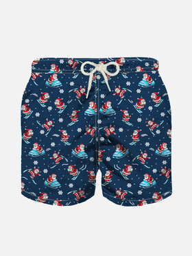 Boy light fabric swim shorts with Santa Claus print - MC2 Saint Barth