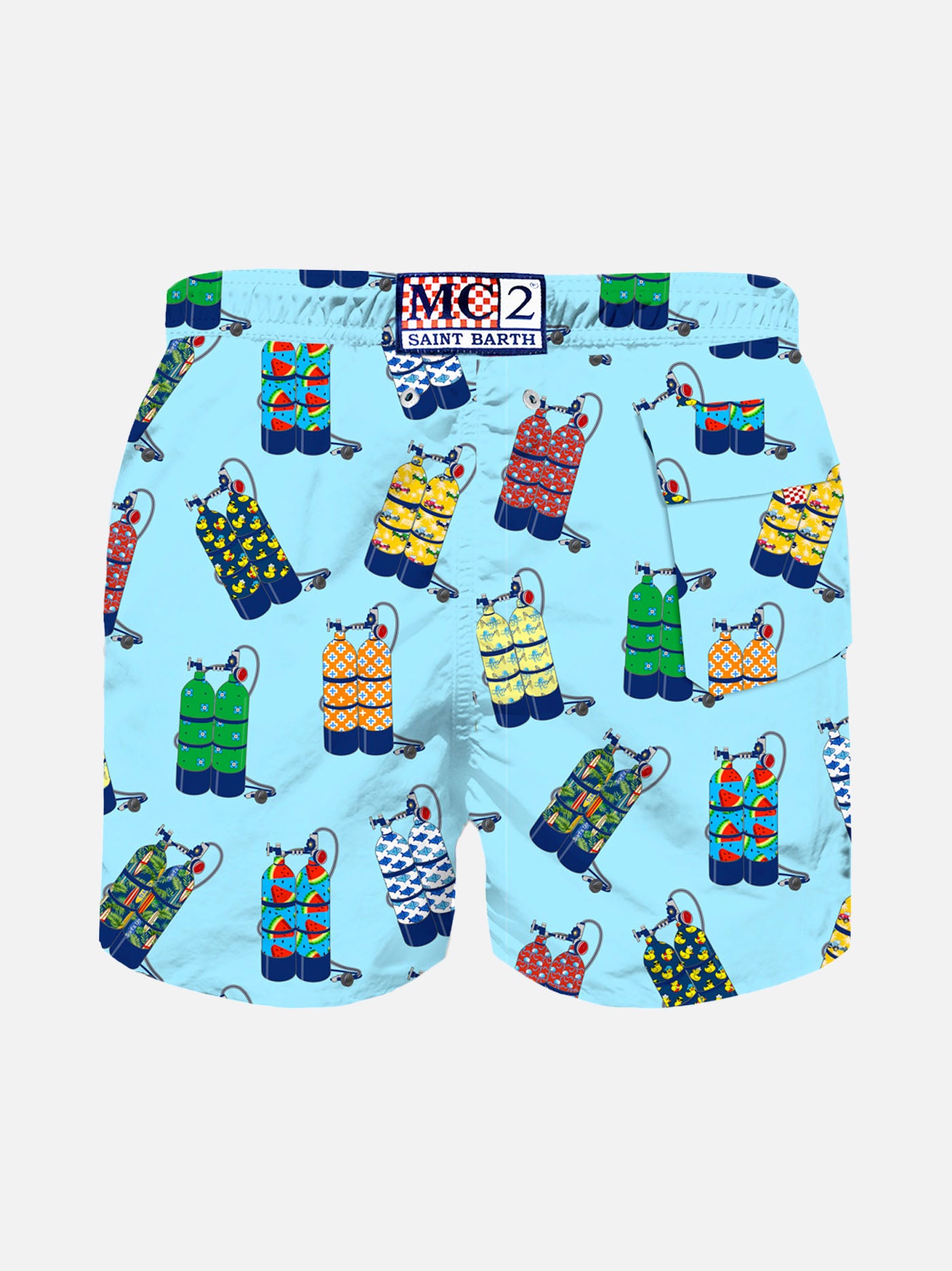 Light blue scuba print boy swim shorts - MC2 Saint Barth