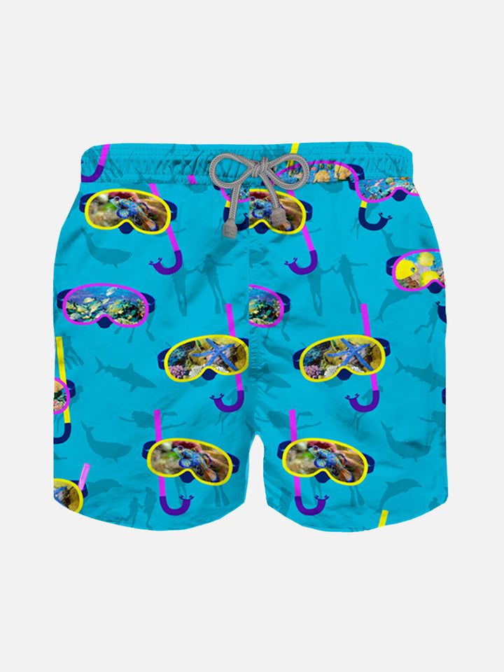 Boy classic swim shorts with diver mask print - MC2 Saint Barth