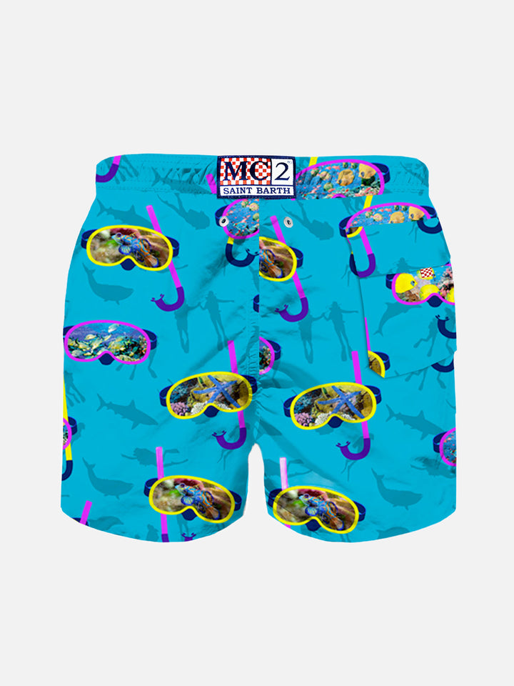 Boy classic swim shorts with diver mask print - MC2 Saint Barth