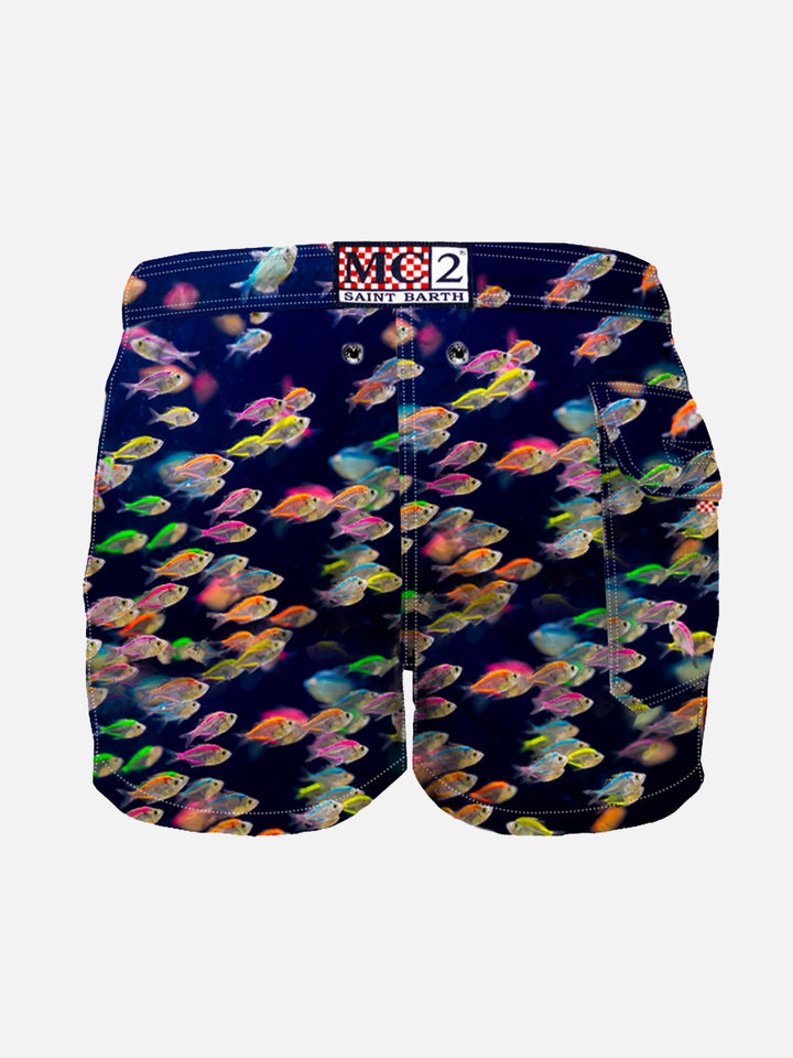 Fishes Print Boy Swim Trunk - MC2 Saint Barth