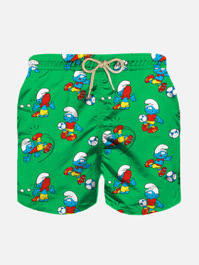 Boy swim shorts with soccer Smurf print | THE SMURFS SPECIAL EDITION - MC2 Saint Barth