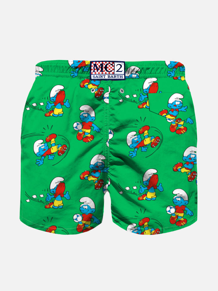 Boy swim shorts with soccer Smurf print | THE SMURFS SPECIAL EDITION - MC2 Saint Barth