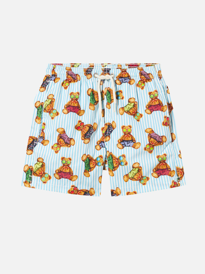 Boy cotton swim shorts with teddy bear print - MC2 Saint Barth