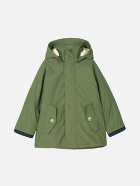 Boy hooded military green parka jacket Voyager Jr - MC2 Saint Barth